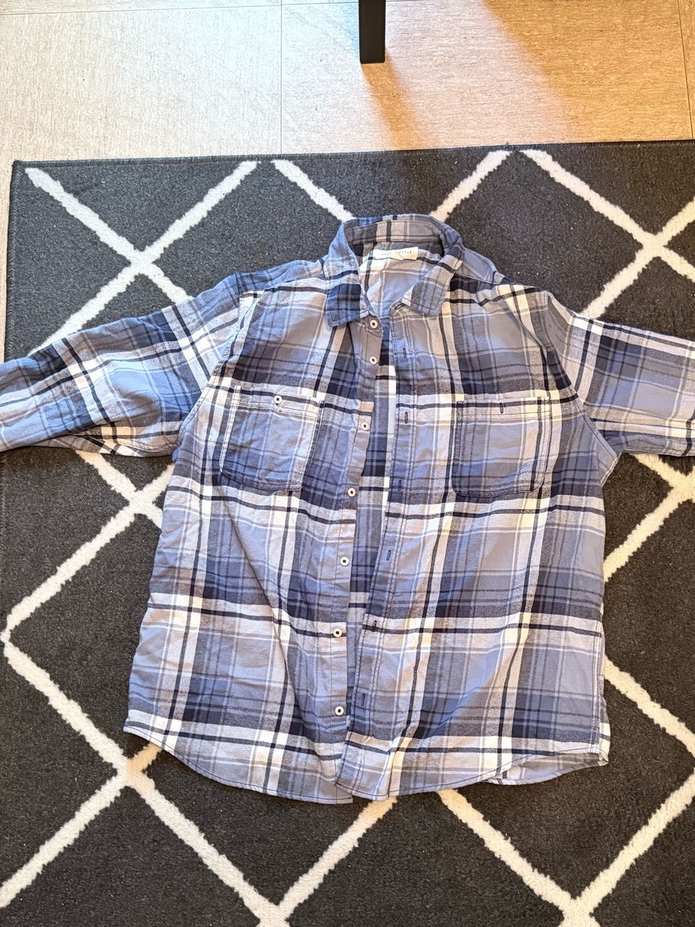 Men’s Plaid Button-Up Shirt - Blue/White